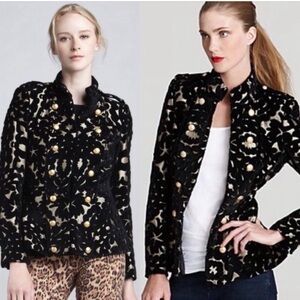 Alice + Olivia Cecily Burnout Military Blazer Black/Gold XS/S - SEE Measurements